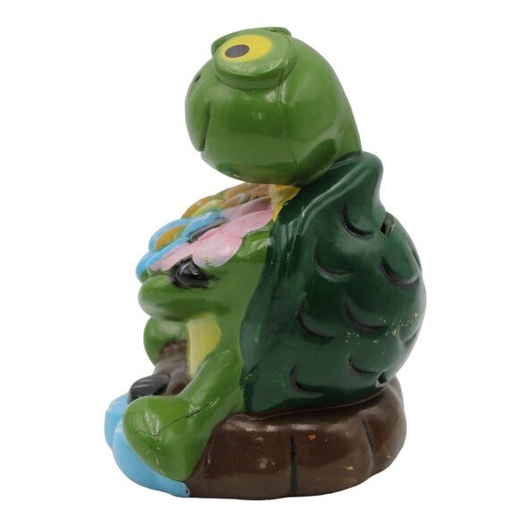 Freddy B Turtle Flower Bouquet Coin Piggy Bank Aviva Ent 1975 Hong Kong Vintage - Picture 2 of 9